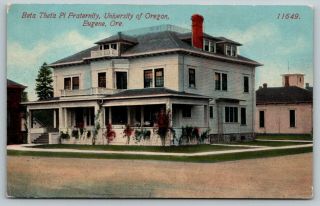 Eugene Oregon University Of Oregon Beta Theta Pi Fraternity House C1910 Postcard