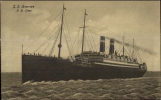 United States Line Steamship Ss America C1910 Postcard 2