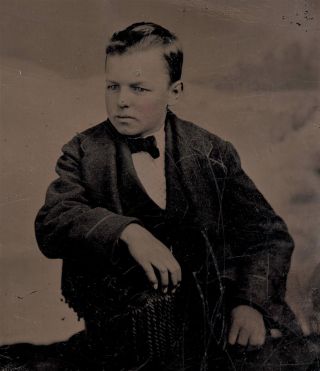 Old Vintage Antique Tintype Photo Of Young Man Gentleman Boy W/ Blonde Hair