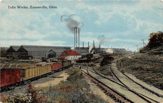 F27/ Zanesville Ohio Postcard 1914 Tube Factory Building