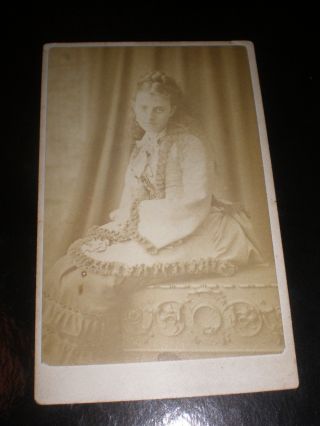 Cdv Old Photograph Girl Long Hair By Prestwich At Kensington C1870s Ref 515 (18)