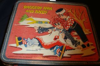 Vintage Raggedy Ann & Andy Lunchbox & Thermos 1973 Bobbs Merrill Co