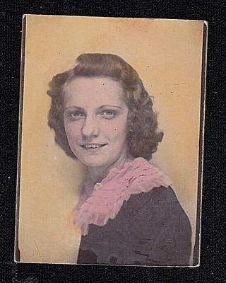 Old Vintage Antique Photo Booth Photograph Pretty Woman Hand Colored