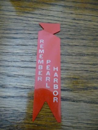 Vintage Advertising Celluloid Pinback Button Plastc Ribbon Remember Pearl Harbor