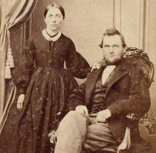 Northern Husband & Wife - 1860s Cdv Photo W/ Civil War Revenue Stamp