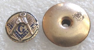 Antique 10k Gold Mason Blue Lodge Member Lapel Pin - Masonic Freemason Screw Back