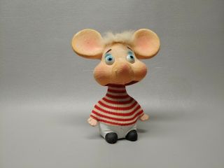 Vintage Topo Gigio Rossini Bobble Head Nodder Mouse Flocked 6 1/2 "