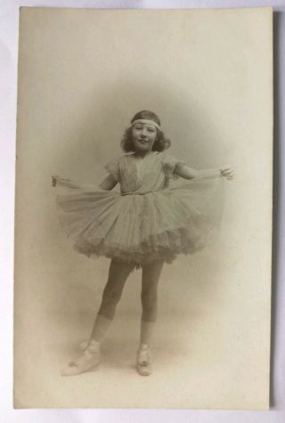 Vintage Old Photo Postcard People Children Girl Pretty Dress Ballet Shoes Dance