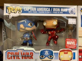 Funko Pop Marvel Captain America Vs.  Iron Man Civil War Marvel Exclusive 2 Pack.