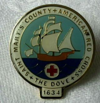 American Red Cross Pin St.  Marys City Maryland Chapter The Dove Ship Lapel Pin