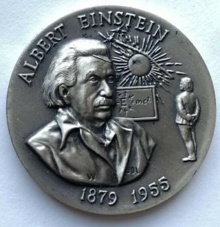 1879 - 1955 Albert Einstein 34.  9 Grams.  925 Sterling Silver Medal