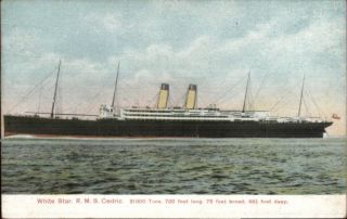 White Star Line Steamship Rms Cedric C1910 Postcard 2
