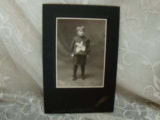 Antique Cabinet Card Photo 1907 Young Boy 5 Yr.  Edward Mukle Cleveland Ohio