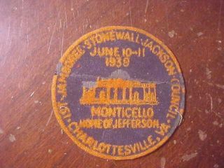 1939 1st Jamboree Stonewall Jackson Council Boy Scout Patch