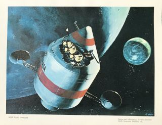 Vintage 1960s North American Aviation Nasa Apollo Spacecraft Litho Art