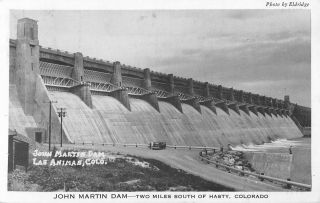 1951 John Martin Dam,  Near Hasty,  Colorado Postcard