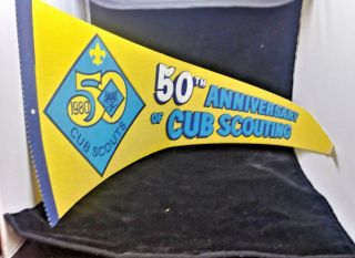 50th Anniversary Cub Scouting Boy Scouts 1980 Bsa Felt Pennant Flag Banner,  2