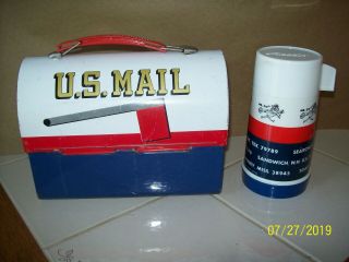 Us Mail Mr Zip Metal Dome Lunchbox Aladdin With Thermos1970? Vintage Collectible