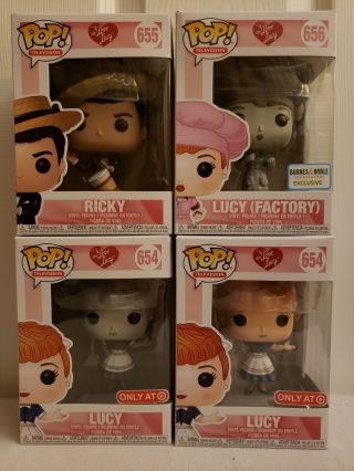 Funko Pop Television I Love Lucy Set Of 4 654 654/blk Wht 655 656