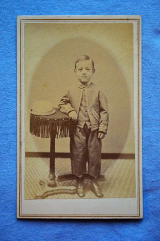 Cdv Of Young Boy With His Hat On The Table