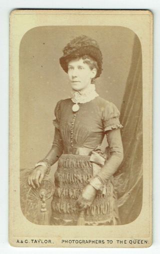 Victorian Cdv Photo Lady Standing Wearing Hat Bishop Auckland Photographer
