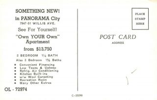 Panorama City CA Own Your Own Apartment From $13750 Architect Drawing 1960s PC 2