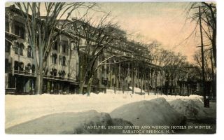 Saratoga Springs Ny - Adelphi - United States & Worden Hotel In Winter - Postcard