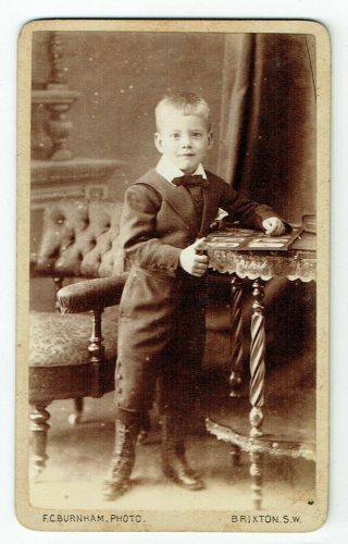 Victorian Cdv Photo Boy With Photo Album Brixton London Photographer