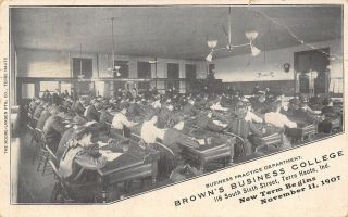 Terre Haute Indiana Browns Business College Practice Department Students 1907 Pc