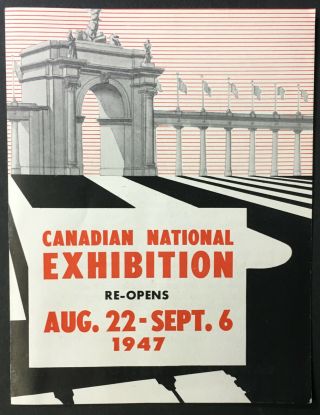 1947 Cne Canadian National Exhibition Flyer Toronto Canada Brochure Advertising