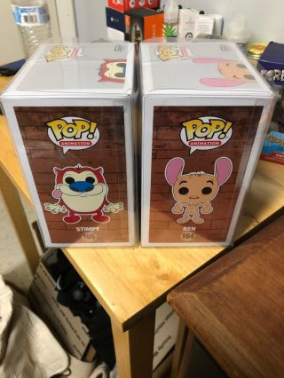 Funko Pop REN AND STIMPY Chase 164 165 Nickelodeon in Protectors 6