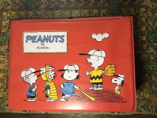 Vintage 1960s Peanuts Gang Red Vinyl Lunchbox With Charlie Brown No Thermos