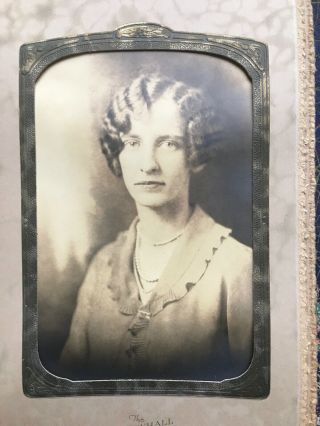 Vintage Photograph Of A Single Lady Antique Woman Portrait Folder 1920s Mass