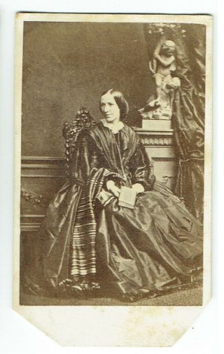 Victorian Cdv Photo Lady Long Gown Seated Unstated Photographer