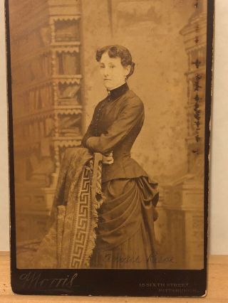 Antique Cabinet Card Photo 6 3/8” X 4 1/8” Female Portrait Of Annie Reese Pa