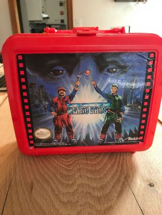 Vintage Nintendo 1993 Mario Bros.  Red Lunch Box By Aladdin With Thermos