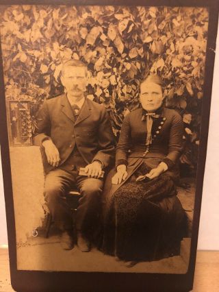 Antique Cabinet Card Photograph 6 3/8” X 4 1/8” Mature Couple