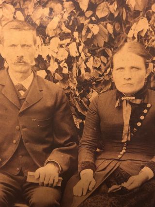 Antique Cabinet Card Photograph 6 3/8” X 4 1/8” Mature Couple 2
