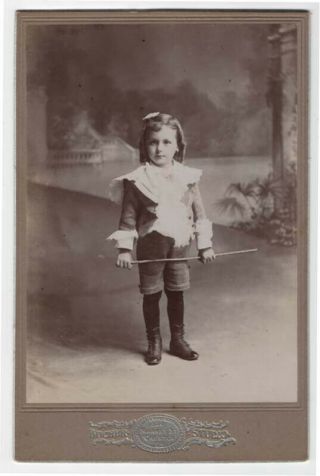 Early Photograph Of Young Girl Holding A Riding Crop,  Bucher Studio,  Chester,  Pa