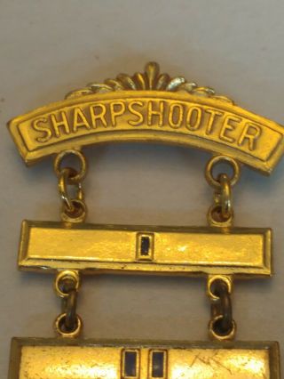 Vintage National Rifle Association NRA junior Div.  Sharp Shooter Medal Pin 3