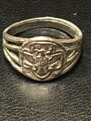 Vintage Legitimate 925 Sterling Silver Girl Scout Design Ring Size 4