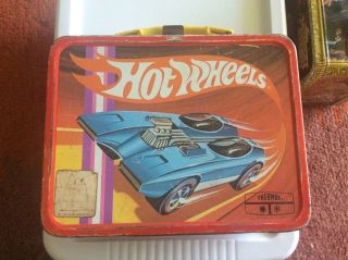 Vintage 1969 Hot Wheels Mattel Metal Lunch Box And Thermos