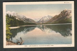 1936 Glacier National Park Post Card Lake Mcdonald Mt To George St Haven Ct
