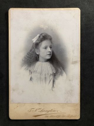 Victorian Photo: Cabinet Card: Young Girl Hair Down: Langton: Sheffield