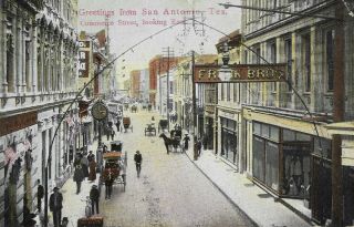Postcard San Antonio Texas/tx Commerce Street Business Storefronts 1907