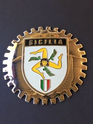 Sicilia Italy Car Grille Badge Emblem - Sicily Italian Badge - Coat Of Arms