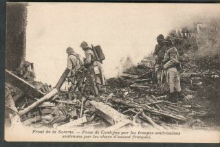 France Wwi Post Card Front De La Somme Prise De Cantigny Par Troupes Americans