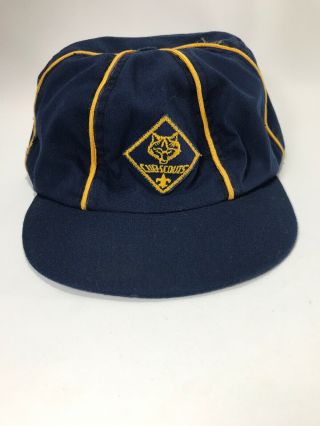 Vintage Cub Scouts Hat Cap 1960s Patch Boy Scout 6 7/8 7 1/4 Size Navy Patch