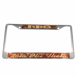 Iota Phi Theta Silver License Plate Frame W/ Cursive Letters And Words