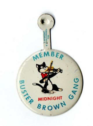 Buster Brown Gang Midnight The Cat Tab Button 1946